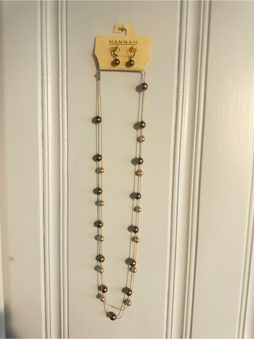Hannah Long Double-Strand Necklace with Gold and Brown Beads